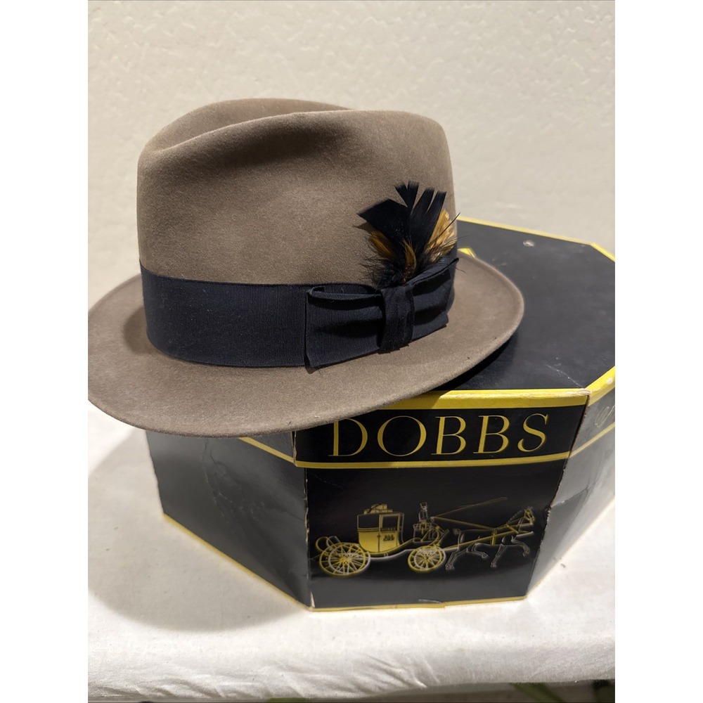 Vintage Dobbs Brown Fedora 7 1/8 With Vintage Dobbs Hatbox
